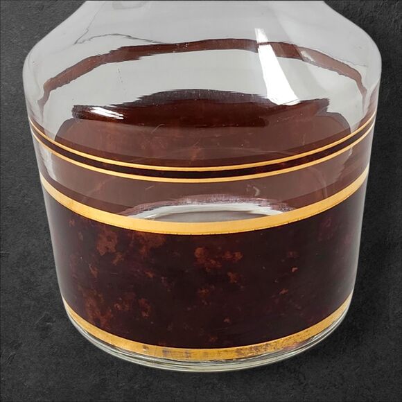 Vintage Culver Tortoiseshell Decanter with Stopper 22K Gold Barware Brown - Picture 6 of 12